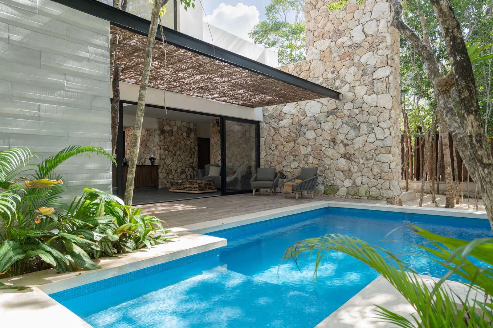 Pool and jungle terrace at Villas Twelve #4 in Tulum