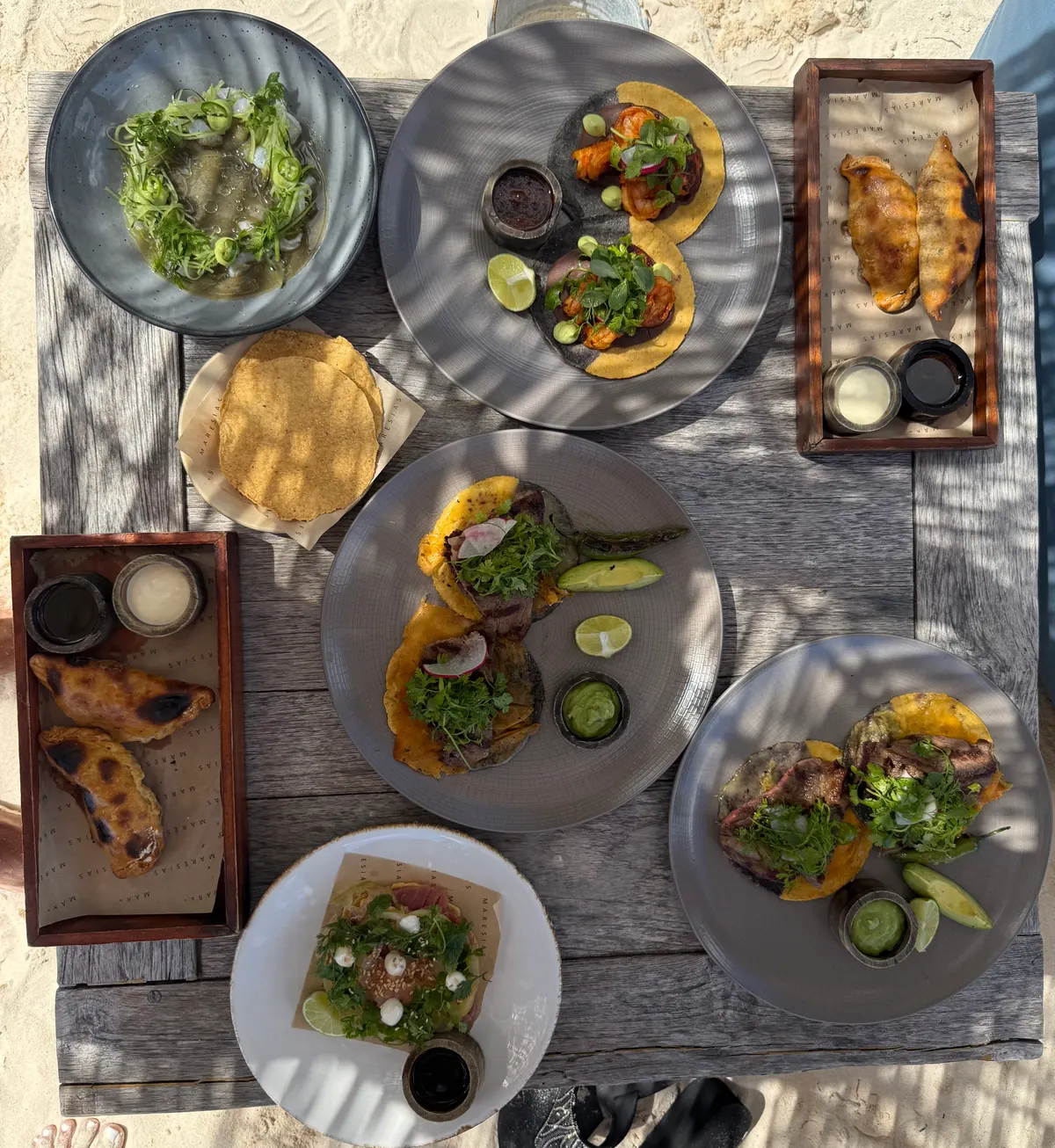 Lunch at Be Tulum — tacos and ceviche by the sea
